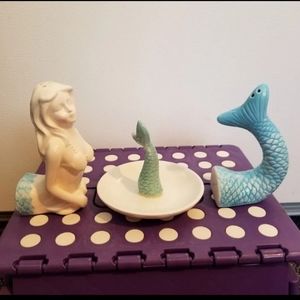 MERMAID SALT PEPPER SHAKERS,RING HOLDER
